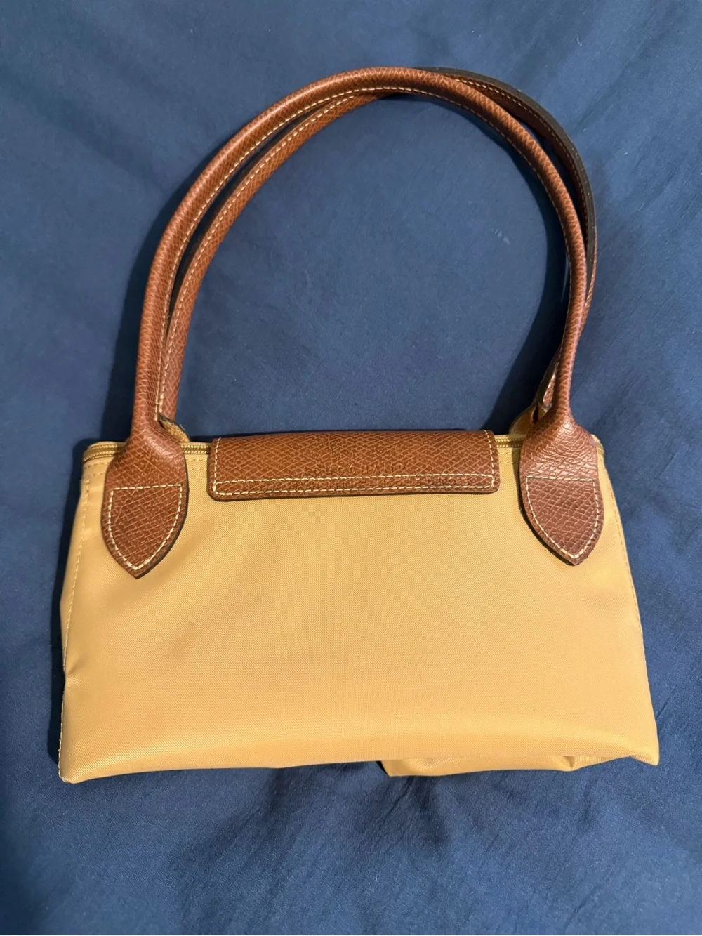 Longchamp Tan Nylon Tote with Brown Leather Trim - Le Pliage M